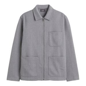 H&M Mens Gray Knit Felted Regular Fit Full Zip Normcore Chore Jacket Size XL